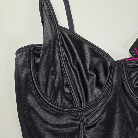 NWT La Senza Women's Satin Underwire Cutout Thong Bodysuit Teddy Black Large - Picture 4 of 14